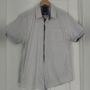 Men's shirt half sleeve white black dots